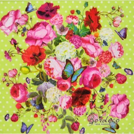 Serwetka decoupage firmy COLOURFUL bukiet kwiatów 33x33cm